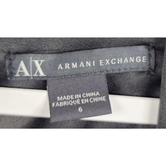 A|X Armani Exchange Dress Womens 6 Black Gray Fit Flare Ruffled V Neck Cocktail - Picture 11 of 16